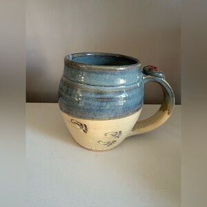 Tim Isaac Handcrafted Blue and Cream Ceramic Mug